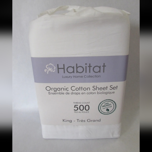 Habitat Luxury Home Collection Sheet Set FULL Organic Cotton 500 TC - Picture 2 of 7
